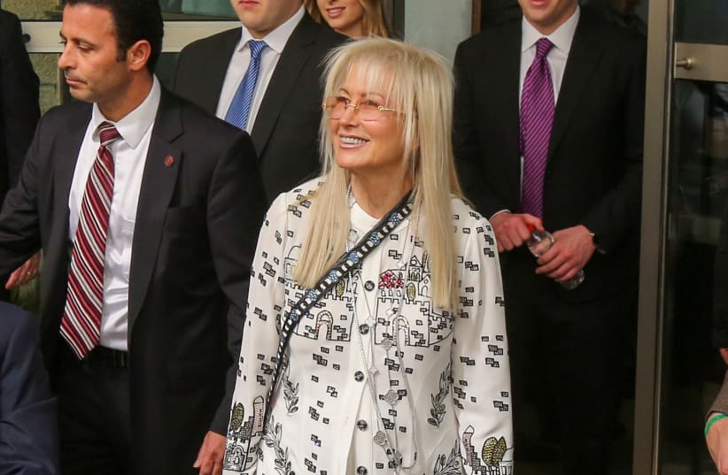 Miriam Adelson at the inauguration of the US embassy in Jerusalem, May 14, 2018 (photo credit: MARC ISRAEL SELLEM/THE JERUSALEM POST)