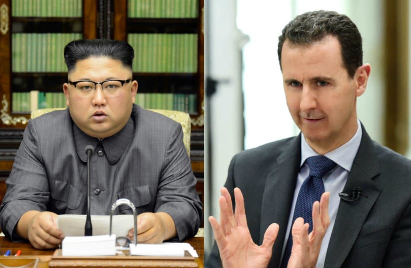 Kim Jong-Un (L) and Bashar Assad (R) (photo credit: REUTERS)
