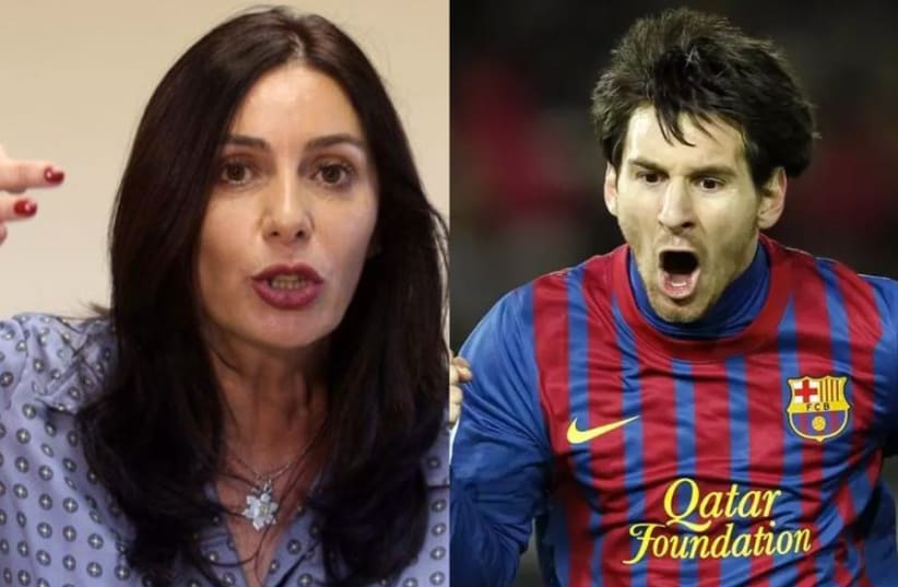 A split screen of Israeli Minister of Culture and Sport Miri Regev and Lionel Messi (photo credit: MARC SELLEM + REUTERS)