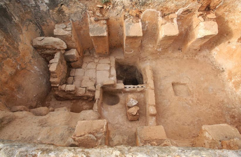 A Byzantine wine press discovered in Zippori in Northern Israel (photo credit: ISRAEL NATURE AND PARKS AUTHORITY)