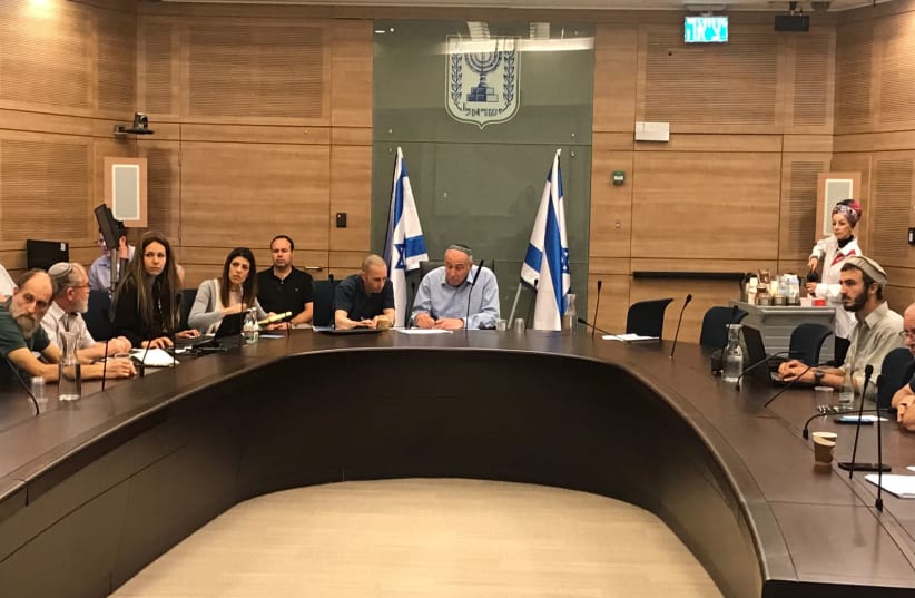 The empty chairs in Sunday's meeting of the Knesset Foreign Affairs and Defense sub-committee on Judea and Samaria (photo credit: Courtesy)