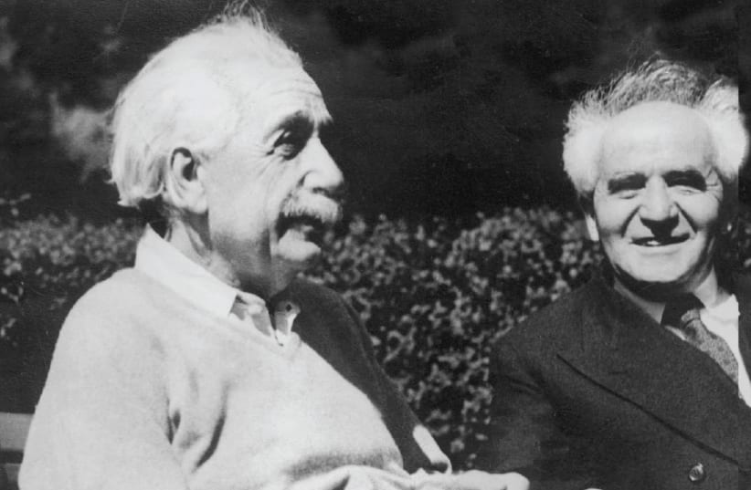 David Ben-Gurion meeting with Albert Einstein at Princeton University, in 1951 (photo credit: JERUSALEM POST ARCHIVE)