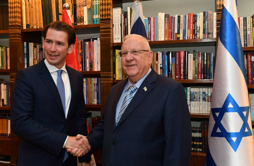 President Reuven Rivlin met with the Austrian Chancellor Sebastian Kurz on June 12, 2018 (photo credit: KOBI GIDEON/GPO)