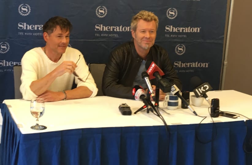 A-ha at a press conference in Tel Aviv on Tuesday, June 19, 2018 (photo credit: NAOMI GRANT)