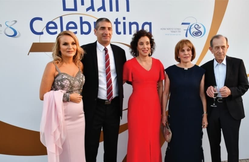 (LEFT TO right) Vered Grinboim, chairwoman, Israel Friends of Sheba; Sheba director-general Yitshak Kreiss and his wife, Inbal; the chairwoman of Sheba’s Circle of Friends and her husband, Galia and Yehoshua Maor. (photo credit: AVI HOFI AND RAFI DELOUYA)