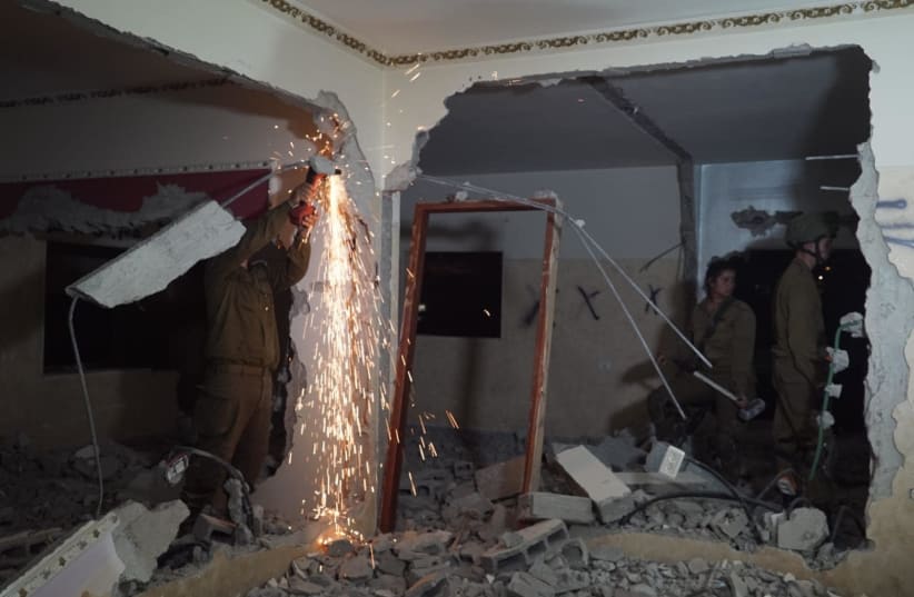 IDF forces demolish the home of a terrorist Alaa Kabha, June 21st, 2018 (photo credit: IDF SPOKESPERSON'S UNIT)