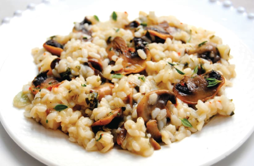 Mushroom risotto with garlic and thyme (photo credit: PASCALE PEREZ-RUBIN)