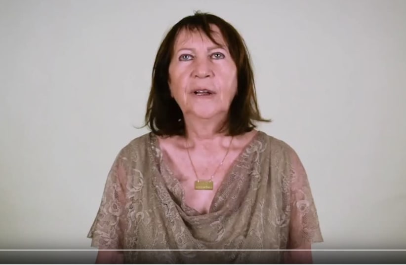  Zehava Shaul, mother of the late IDF soldier Oron Shaul in a video in which she appeals to Hamas leader Yahya Sinwar (photo credit: YOUTUBE SCREENSHOT)
