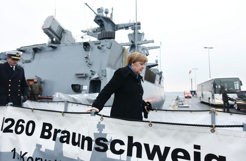 GERMAN Chancellor Angela Merkel on a sinking ship? (photo credit: REUTERS)