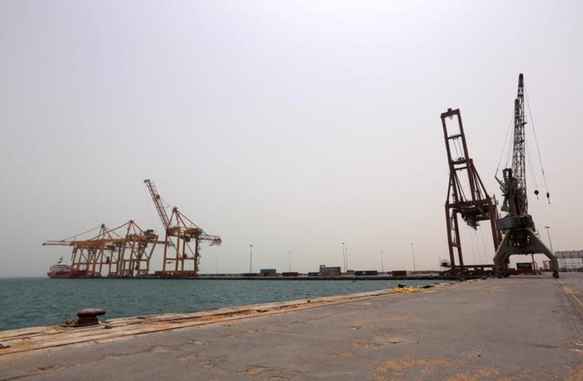 View of the Red Sea port of Hodeidah, Yemen June 24, 2018 (photo credit: REUTERS/ABDULJABBAR ZEYAD)