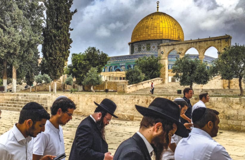 Orthodox Jews on the Temple Mount (photo credit: MENACHEM SHLOMO)