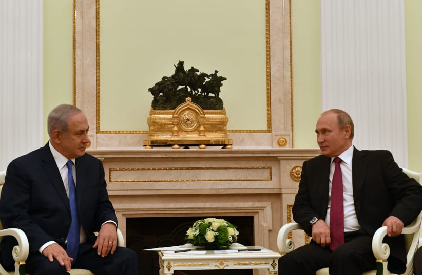 Prime Minister Benjamin Netanyahu at a meeting with Russian President Vladimir Putin (photo credit: KOBI GIDEON/GPO)