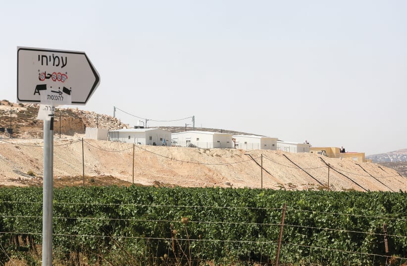 THE NEWLY built settlement of Amihai seen from the vinyards of Meshek Achiya just north of the Shiloh Valley July 12, 2018  (photo credit: MARC ISRAEL SELLEM)
