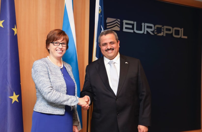 Israel Police Commissioner Inspector General Roni Alsheich and Catherine De Bolle, Executive Director of Europol in the Hague. (photo credit: COURTESY ISRAEL POLICE)