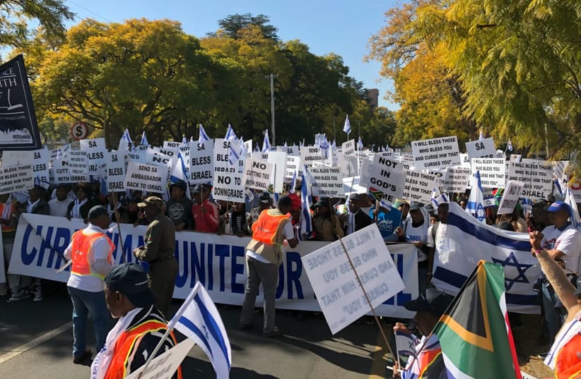 SOUTH AFRICA'S Christian population demonstrate against downgrading the country's embassy in Tel Avi