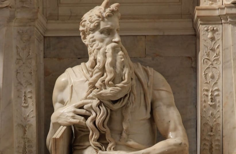 ‘MOSES,’ BY Michelangelo Buonarroti, 1513-1515, at San Pietro in Vincoli (Rome) (photo credit: Wikimedia Commons)