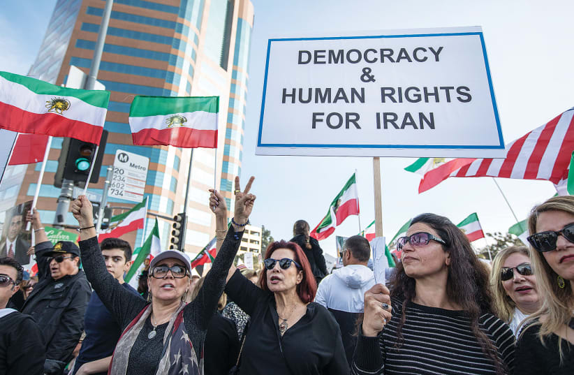 A pro-democracy protest by Iranians in the United States (photo credit: REUTERS)