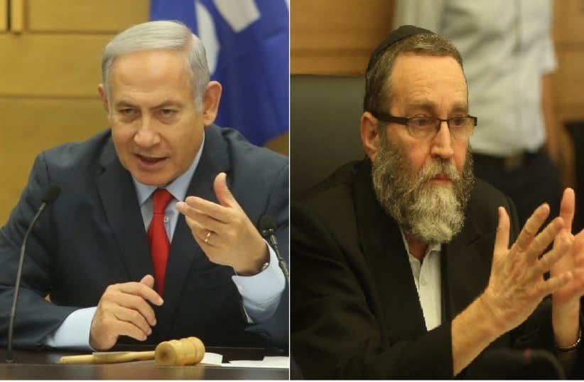 Benjamin Netanyahu and MK Moshe Gafni (photo credit: MARC ISRAEL SELLEM/THE JERUSALEM POST)