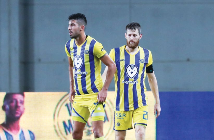 DESPITE A 2-1 home victory last night over Sarpsborg 08, a late penalty goal saw Maccabi Tel Aviv eliminated from the Europa League with a 4-3 aggregate loss to the Norwegian side. (photo credit: DANNY MARON)