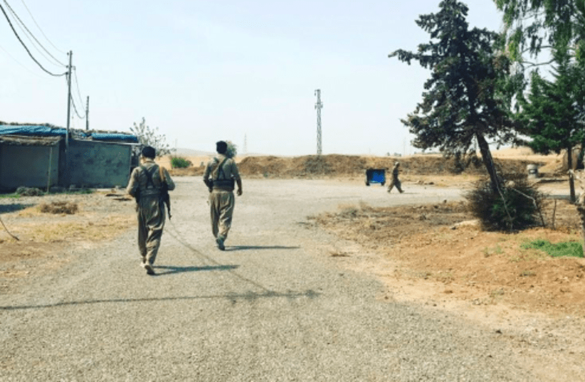 Kurdish members of the PDKI patrol a base near Koya (photo credit: Courtesy)