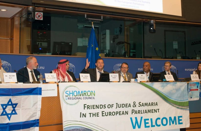  Friends of Judea and Samaria in the European Parliament upset that Federica Mogherini didn’t meet with Samaria Regional Council head (September 9, 2018). (photo credit: SMART FEED SOLUTIONS)