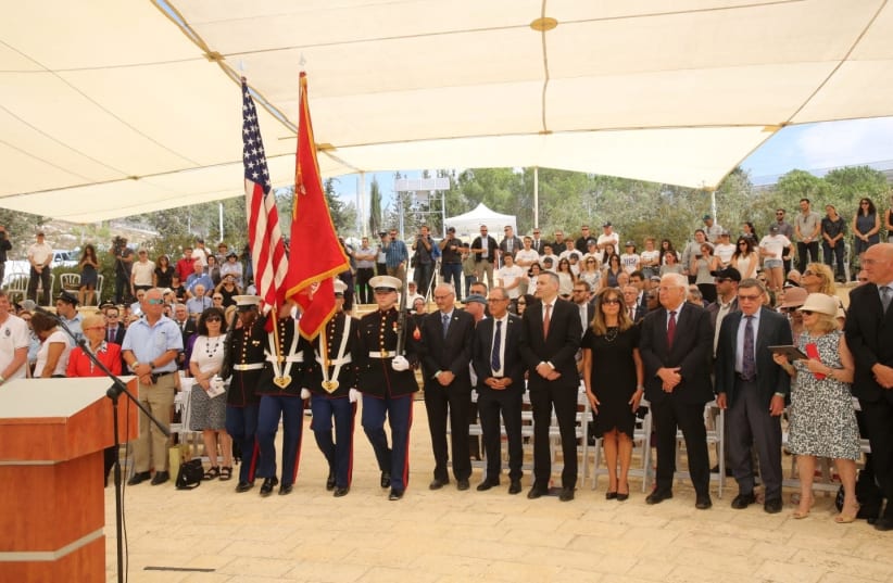 Attendees gather last week to honor the memory of those who perished on the September 11 attacks at a ceremony organized by JNF-USA, Keren Kaymet LeYisrael and the US Embassy.  (photo credit: JNF USA)