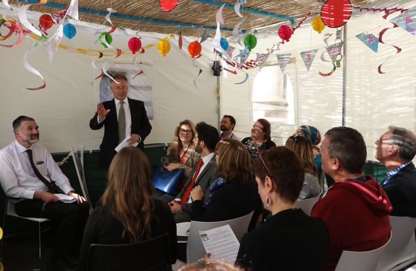 British Foreign Office erects a Sukkah for first time in its History (photo credit: BRITISH EMBASSY IN ISRAEL)