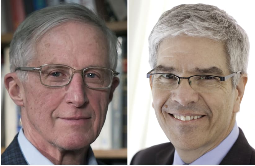 A combination picture shows William D. Nordhaus (L) and Paul Romer, who have won the 2018 Nobel Economics Prize (photo credit: YALE UNIVERSITY/NYU STERN SCHOOL OF BUSINESS/HANDOUTS VIA REUTERS)