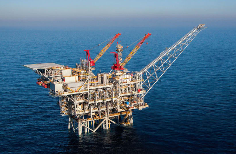 THE PLATFORM for Noble’s Tamar natural gas pipeline, situated some 23 km. off Ashkelon’s southern coast. (photo credit: COURTESY OF NOBLE ENERGY)