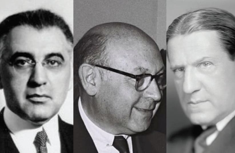 (Left to right) The three giants of American Jewry: Abba Hillel Silver, Israel Goldstein and Stephen Wise (photo credit: Wikimedia Commons)