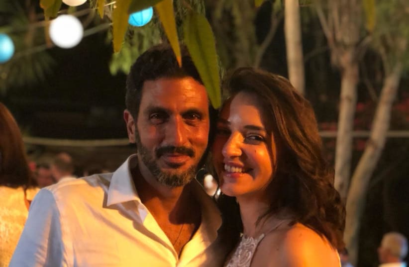 Actor Tzachi Halevy and TV anchor Lucy Aharish at their wedding, October 10, 2018 (photo credit: Courtesy)