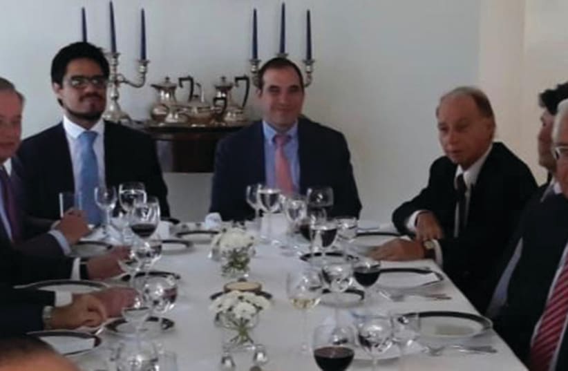 US AMBASSADOR David Friedman (second right) with Latin American colleagues at a luncheon hosted by Argentine Ambassador Mariano Caucino (third left).  (photo credit: COURTESY ARGENTINE EMBASSY)