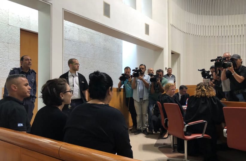 Lara Alqasem entered the courtroom for the first hearing in the High Court of Justice on October 17, 2018 (photo credit: EMILY SCHAEFFER OMER-MAN)