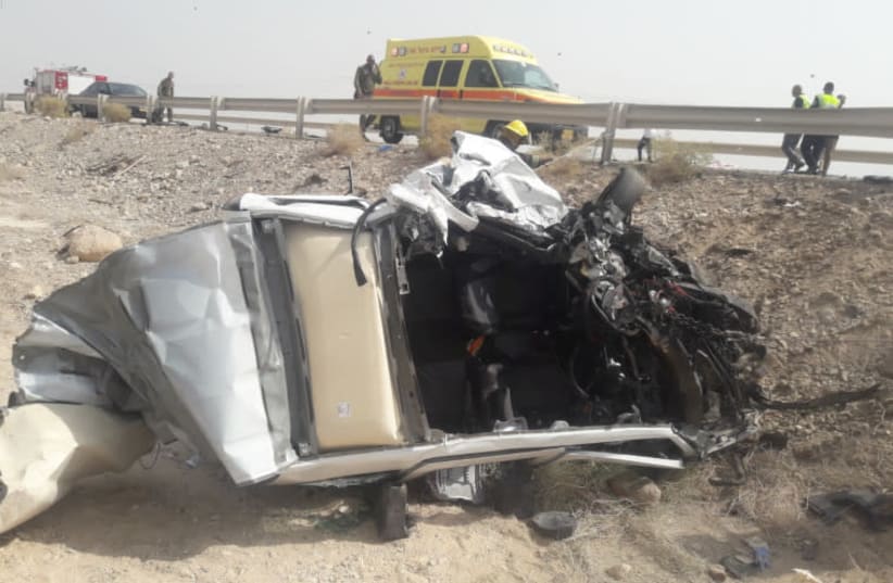 A parent and her child were killed in a car accident near the Dead Sea (photo credit: SERGEANT ASAF SHABAT)