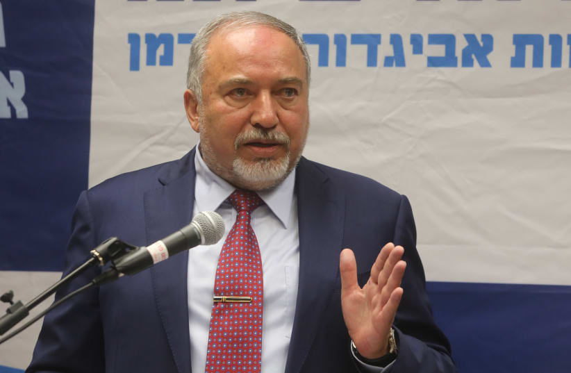 Avigdor Liberman speaks at a press conference, October 22, 2018 (photo credit: MARC ISRAEL SELLEM/THE JERUSALEM POST)