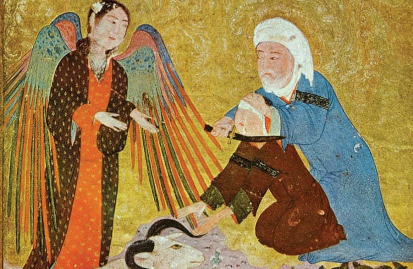 ‘IBRAHIM’S SACRIFICE,’ Timurid Anthology, 1410-1411. (photo credit: Wikimedia Commons)