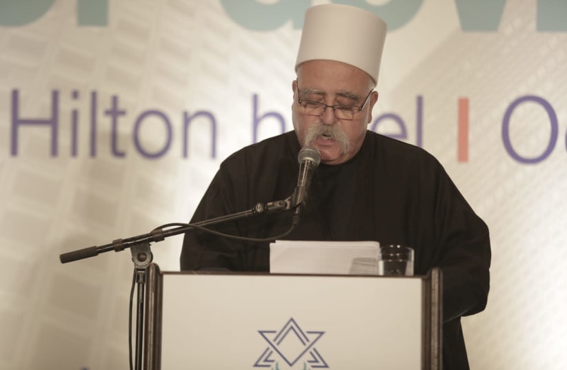 Sheikh Mowafaq Tarif speaking at the meeting of the Board of Governors of the Jewish Agency on Wednesday (photo credit: JEWISH AGENCY)
