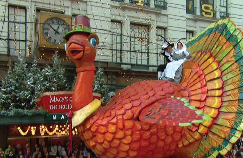 TOM THE Turkey floats by Macy’s during New York City’s annual Thanksgiving Day Parade, spreading holiday cheer. (photo credit: AARON OF NEPA/FLICKR)