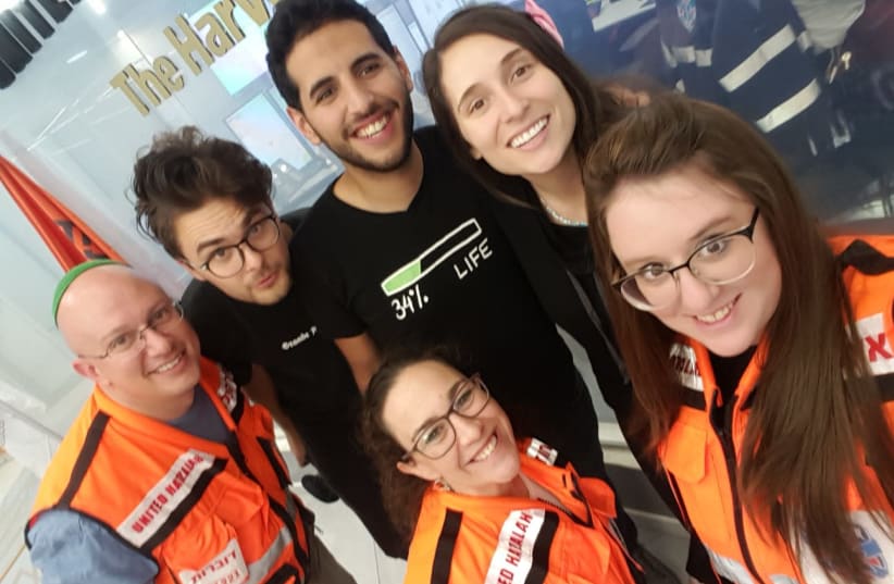 Israeli-Arab blogger Nuseir Yassin and United Hatzalah volunteers (photo credit: Courtesy)
