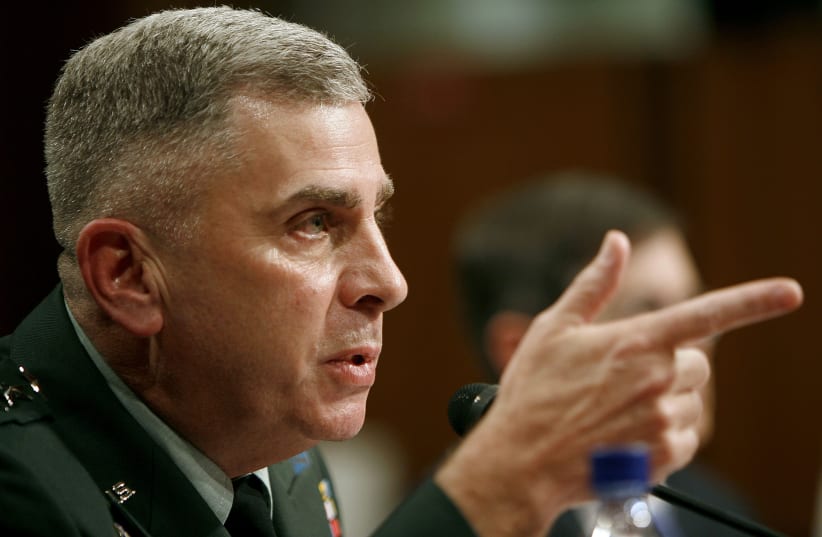 US Army General John Abizaid, testifies to the Senate Armed Services Committee on the situation in Iraq during hearings on Capitol Hill in Washington, November 15, 2006 (photo credit: JOSHUA ROBERTS / REUTERS)