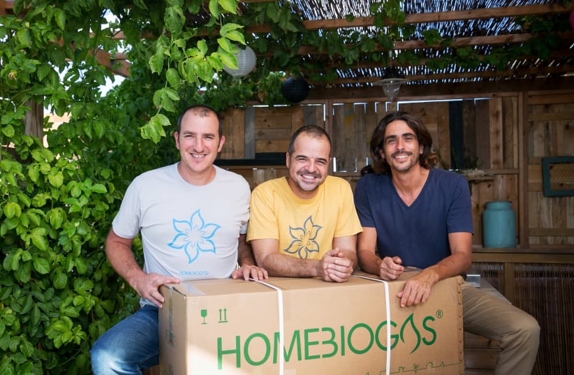 HomeBiogas co-founders (left to right): Chief financial officer Erez Lanzer, chief executive Oshik Efrati and chief scientist Yair Teller (photo credit: PR)