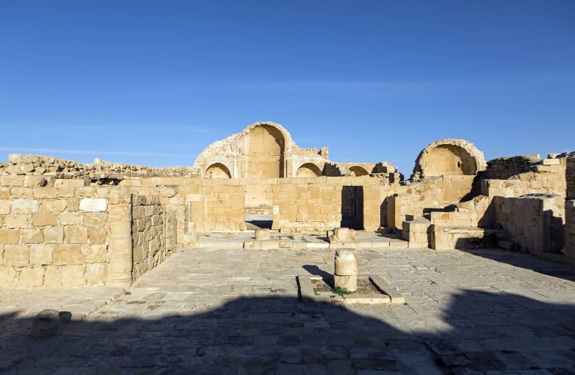 Site of newly-discovered Jesus image at the Byzantine site of Shivta (photo credit: HAIFA UNIVERSITY)