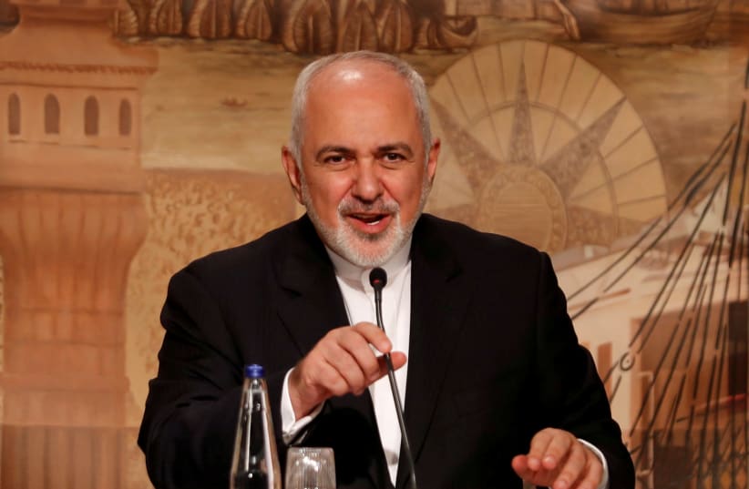  Iranian Foreign Minister Mohammad Javad Zarif speaks during a news conference in Istanbul, Turkey, October 30, 2018 (photo credit: MURAD SEZER/REUTERS)