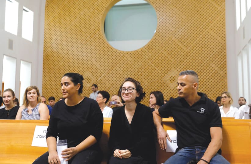 American student Lara Alqasem (center) appears in Israel’s Supreme Court in Jerusalem on October 17 (photo credit: REUTERS)