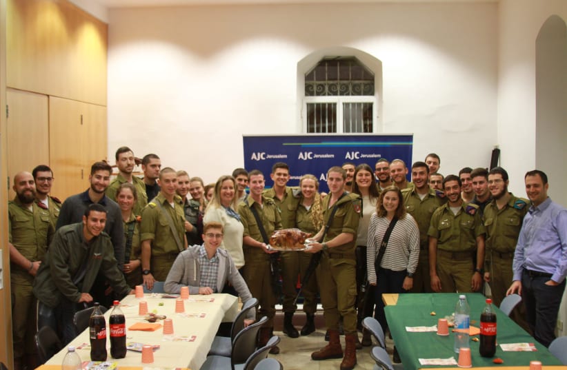 AJC Jerusalem hosted its 16th annual Thanksgiving Dinner for Lone Soldiers (photo credit: AJC)