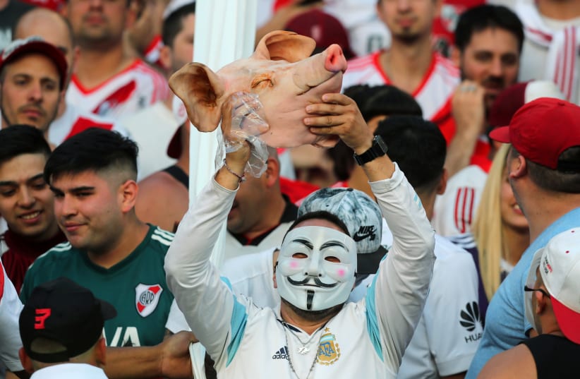 River Plate's fans inside the stadium, November  (photo credit: MARCOS BRINDICCI/REUTERS)