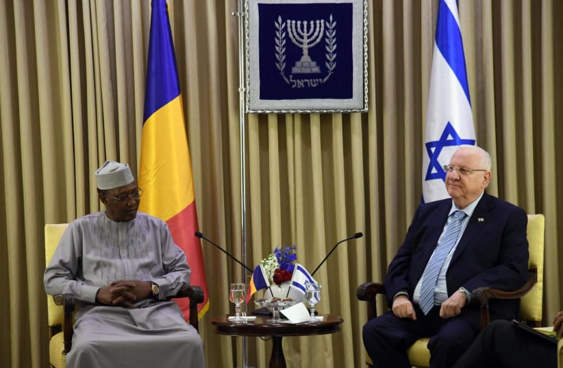President Rivlin with President Deby of Chad II, 25 November 2018 (photo credit: CHAIM ZACH / GPO)