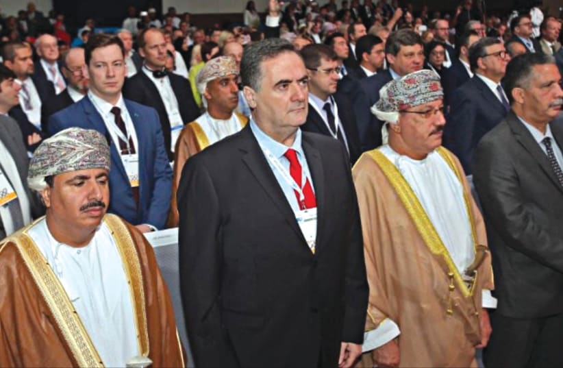 TRANSPORTATION AND Intelligence Minister Israel Katz in Oman earlier this month.  (photo credit: Courtesy)
