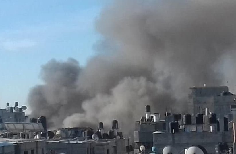 Explosion in Gaza, November 28, 2018 (photo credit: TWITTER)