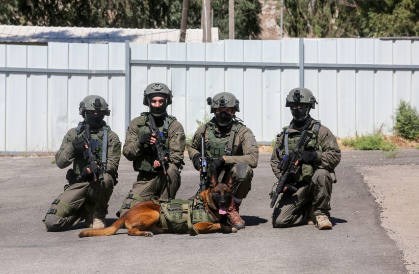 The IDF’s elite Oketz unit at a day of training (photo credit: MARC ISRAEL SELLEM/THE JERUSALEM POST)